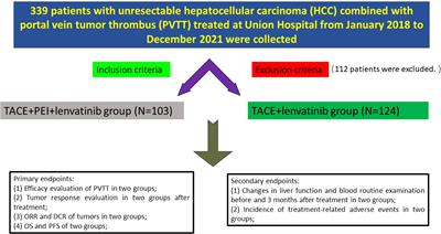 Efficacy and safety analysis of TACE + PEI + lenvatinib compared with TACE + lenvatinib for the treatment of hepatocellular carcinoma with PVTT: a retrospective study